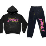 Black Sp5der Pink Printed Tracksuit