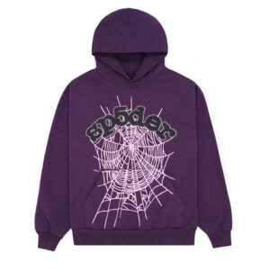 Spider Web Print Gothic Punk Hoodie-Purple