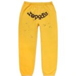 Sp5der worldwide sweatpants Yellow with black writing